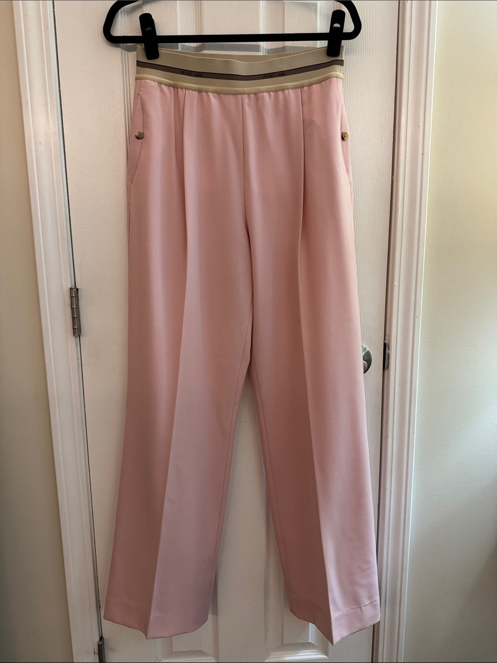 HELMUT LANG Pull On Wool Blend Suit Pants Lucid Pink Size 6